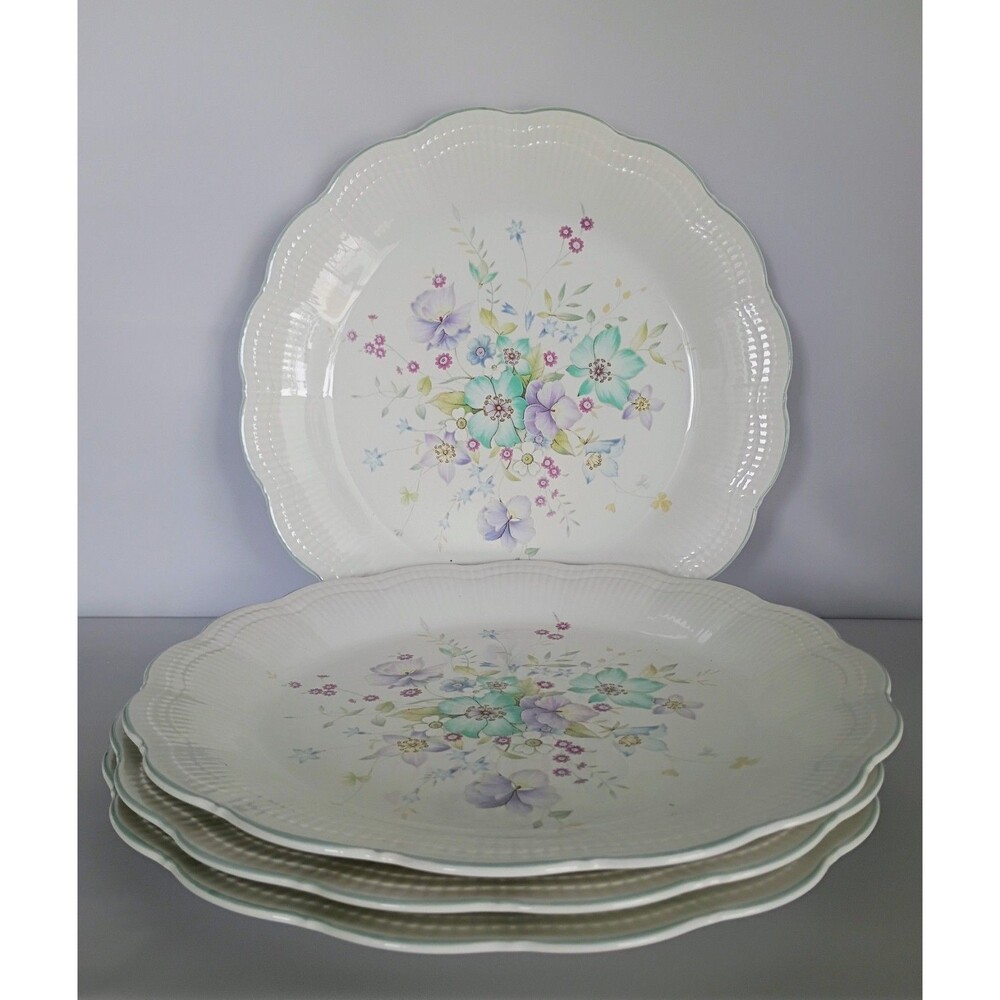 4 Mikasa Allura Chantal DinnerPlates 11 in. DH 902 Vintage 1980s Discontinued